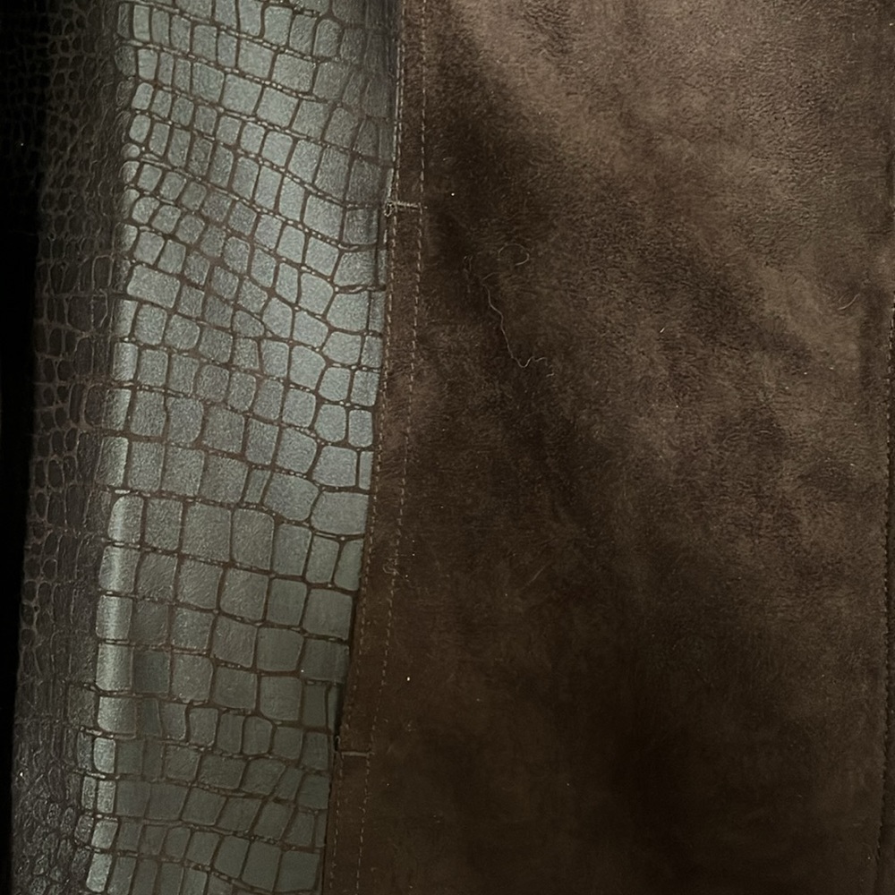 Faux Suede Light Jacket, Chocolate Brown zippered, Studio Works size 14 - Picture 12 of 17
